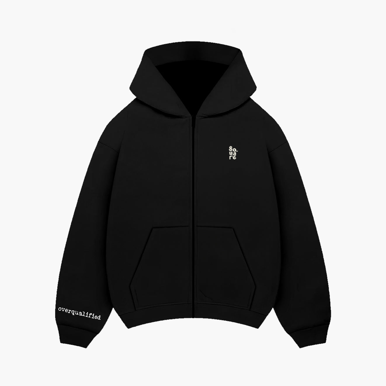 Overqualified - Black Zipper Hoodie