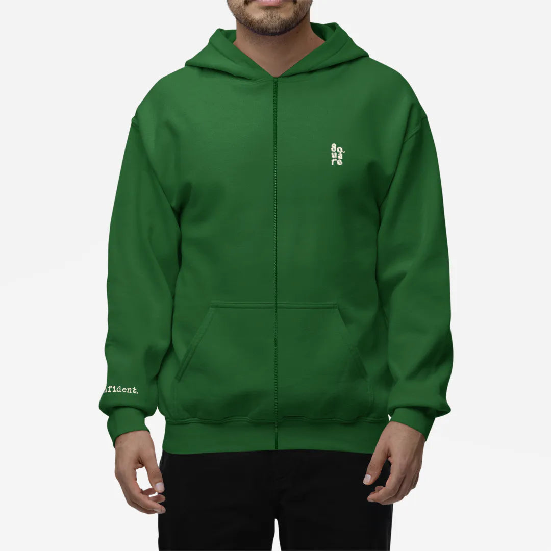 Confident - Royal Green Zipper Hoodie