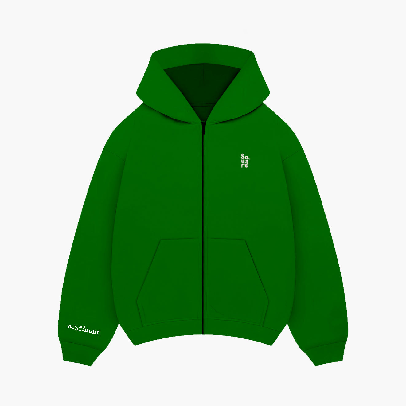 Confident - Royal Green Zipper Hoodie