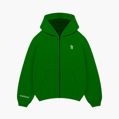 Confident - Royal Green Zipper Hoodie
