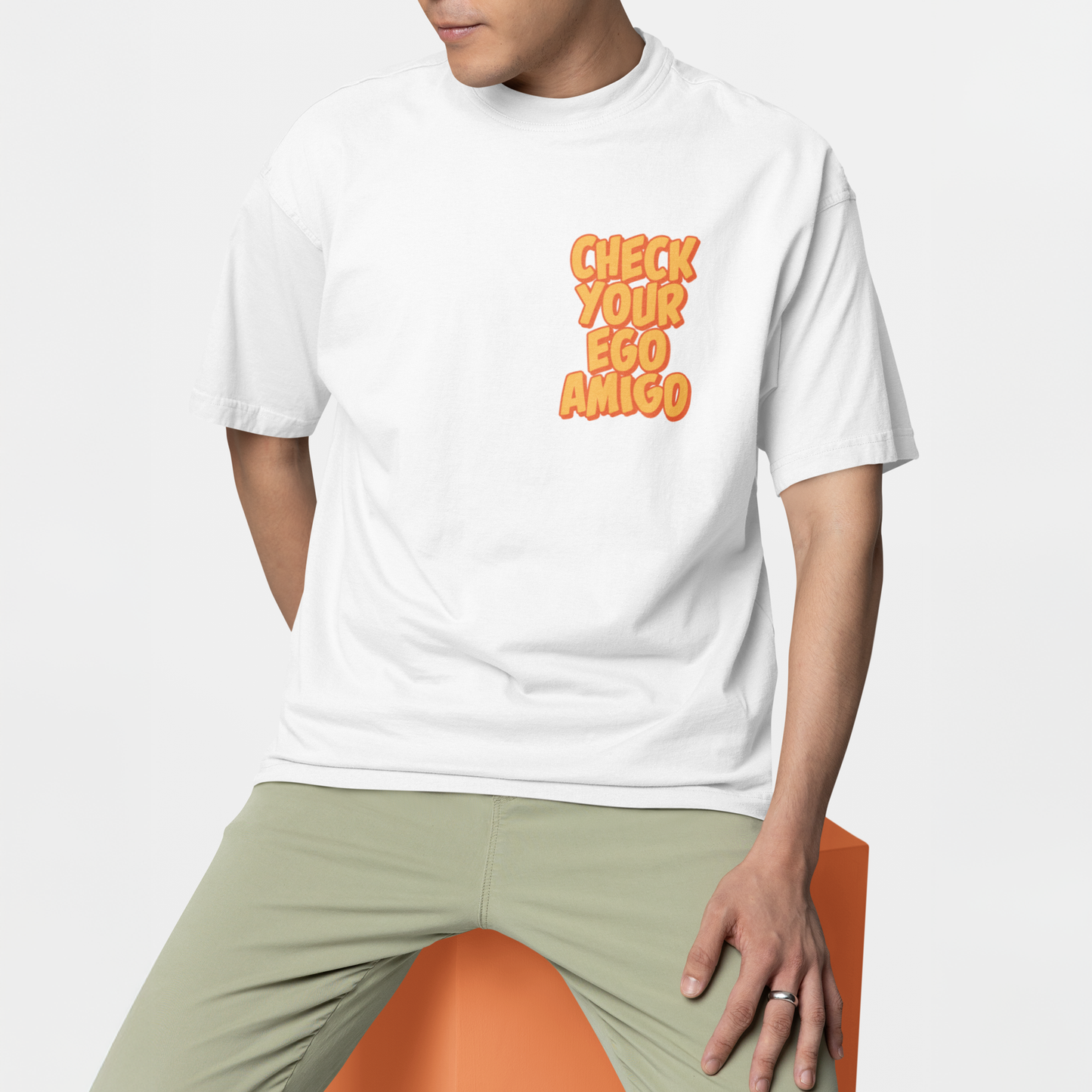 Ivory Check Your Ego Amigo Oversized Tee